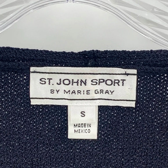 St John Sweater V Neck Pullover Blk  Santana Knit with Cable Knit Detailing Sz S - Picture 11 of 13